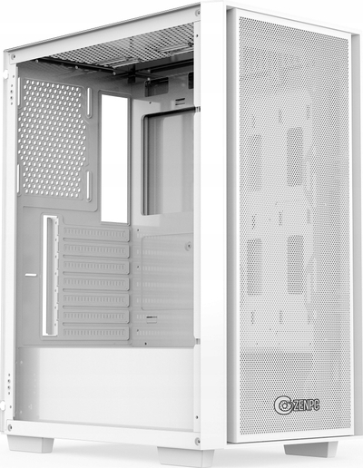 Kула PC Zenpc Z1 Mesh ARGB TG, Midi Tower, 4 ARGB вентилатори, бела