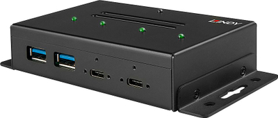 Hub USB Lindy 4 porta, USB 3.2 Gen 2, Type C, metalik i zi