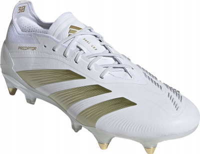 Këpucë futbolli Adidas Predator Elite SG ID0914, me tapa metalikë, për fushë të butë, të bardha me ari
