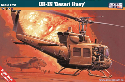 Model helikopteri MisterCraft UH-1N Desert Huey, shkallë 1:72, set për me e ndërtu, ngjyrë shkretëtire