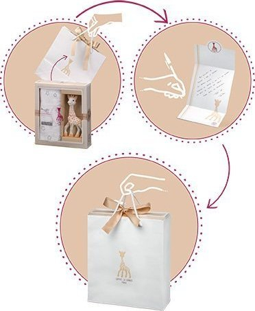 Set dhurate per bebe Sophie La Girafe Vulli, loder me tingull, grykes per dhemb ne dalje, shumengjyreshe