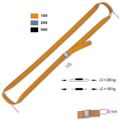 Rrip lidhës Beta Tools 8188F, 2.5 m, kapacitet 200 kg, portokalli