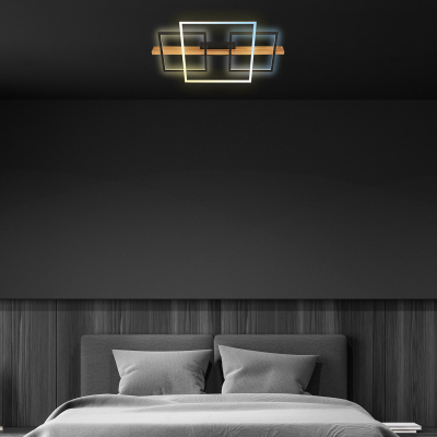 Ndriçues Briloner LED 44W, 4400 lm, 2700K - 6500K, 75 x 40 x 8 cm, i zi/kafe e hapur