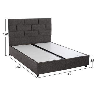 Krevat dopio BED SOLEDAD HM627.20, me kuti depozitimi, 160x200 cm, gri