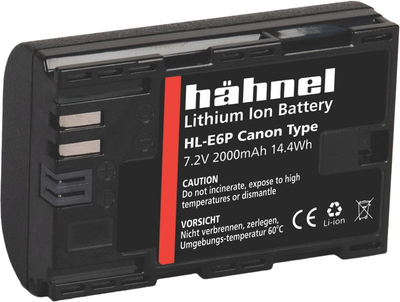 Bateri për kamera Hähnel HL-E6P, zëvendëson Canon LP-E6 E6n E6nh E6P, paketë dyshe