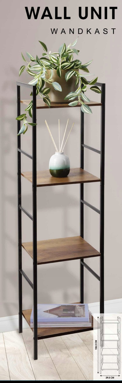 Raft librash Trends4You Bookshelf Metal, 4 rafte, 29.5x23.5x106.5 cm, i zi