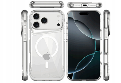 Mbulesë telefoni “Super Hero” për iPhone 17 Pro, dy shtresa, rri fiks me karikim wireless, transparente