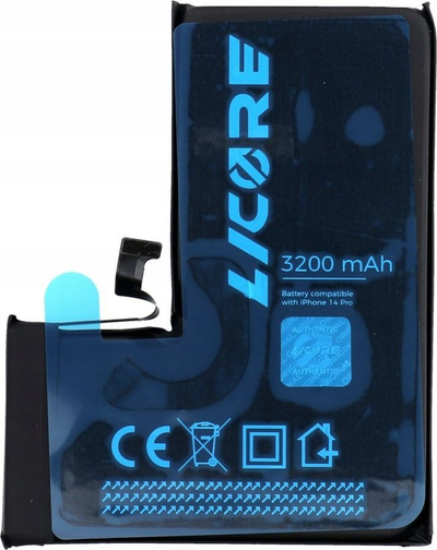 Bateri telefoni Licore për iPhone 14 Pro, 3200 mAh, lithium ion, e zezë