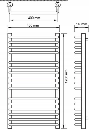 Radjator banjoje Edan WEST W20/40, 800W, 1200x450mm, i bardhë