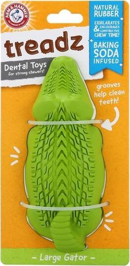 Lodër për qen Arm &amp; Hammer Super Treadz Gator, gomë natyrale, dental, jeshile