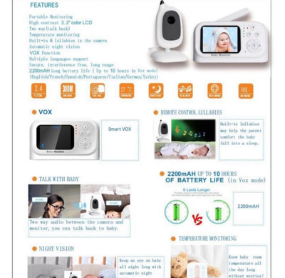 Monitorues për bebe Baby Center Melandi, i bardhë