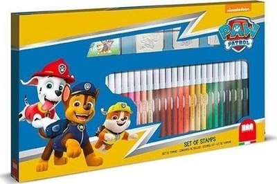Set kreativ për fëmijë Multiprint Paw Patrol, 3 vula druri, 36 markera me ngjyra, i shumëngjyrshëm
