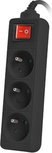 Zgjatëse Lanberg PS1-03E-0150-BK, 3 fole, kabllo 1.5 m, e zezë