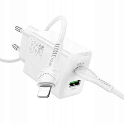 Karikues udhëtimi Hoco N71, 30W GaN, USB-C edhe USB-A, i bardhë