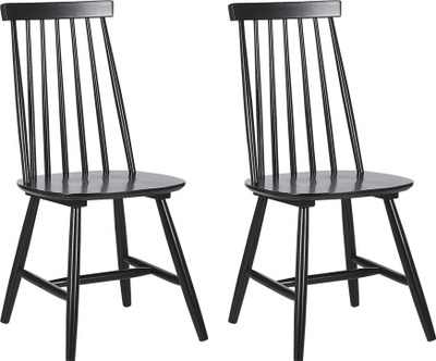 Set me karrige ngrënieje Beliani Burbank, dru rubberwood, 2 copë, të zeza
