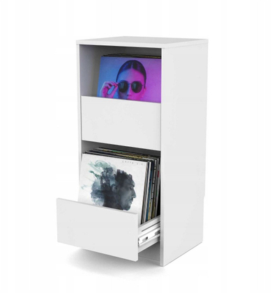 Raft për vinil Glorious Vinyl Vault WH, mban 160 LP, MDF, i bardhë