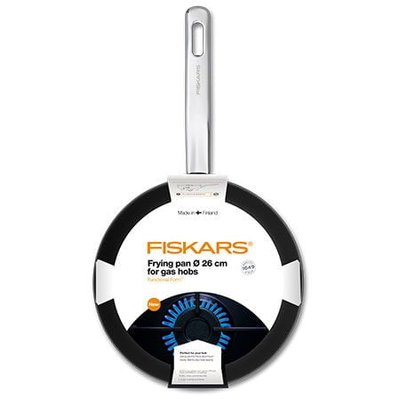 Tigan alumini Fiskars, për fërgim, 26cm, zezë/argjendtë