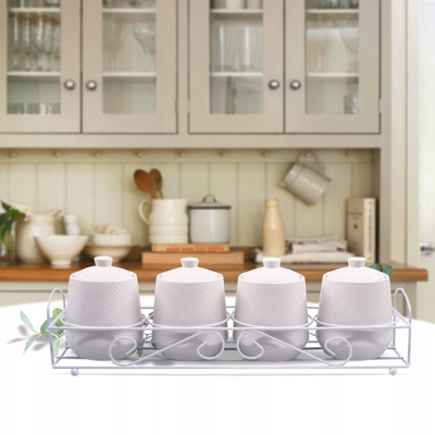 Set për erëza Maestro White, 5 copë, qeramikë 200 ml, i bardhë