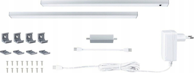 Ndriçues LED poshtë dollapit Paulmann Inline Set 2, me sensor lëvizje, dritë e ngrohtë, ngjyrë argjendtë