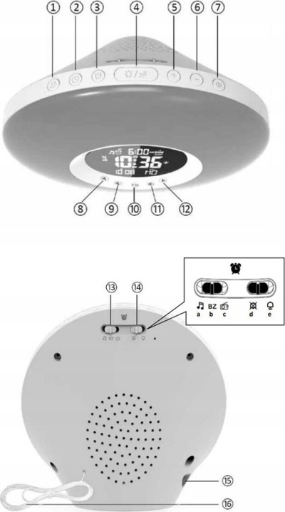 Ora me alarm diellore Solar Alarm Clock, radio FM, dritë zgjimi LED, e bardhë