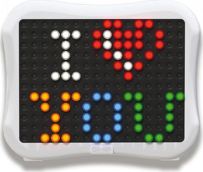 Lodër krijuese me drita Quercetti Peg Brite, 122 copa, LED, me shumë ngjyra