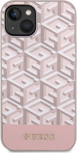 Mbulesë telefoni Guess GCube Stripes MagSafe për iPhone 14 Plus, hard case, rozë