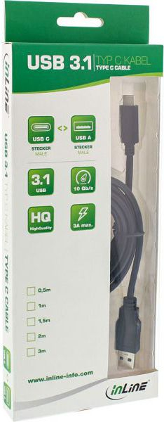 Kabllo USB InLine 35714, USB A në USB C, 1.5m, USB 3.1, e zezë