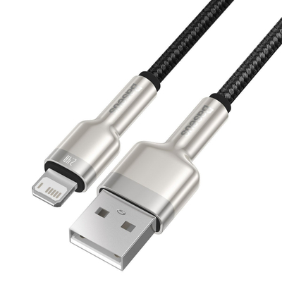 Kabllo karikimi Baseus Cafule Metal, USB në Lightning, 1m, 2.4A, i zi