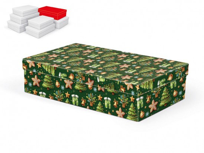 Kuti dhuratash për Krishtlindje Christmas A V011 E, karton 1.5mm, 32x20x8cm, jeshile e errët