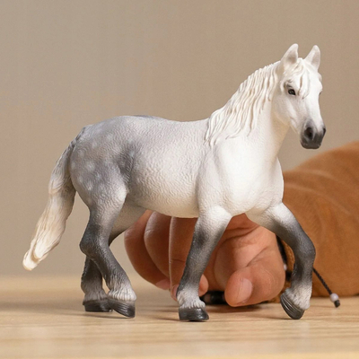 Figurinë lodër Schleich Percheron Mare, plastike, 15 cm, e bardhë gri