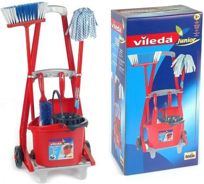Играчка количка за чистење Klein Vileda Cleaning Trolley, сет додатоци за чистење, за деца 3+ години, мултиколор