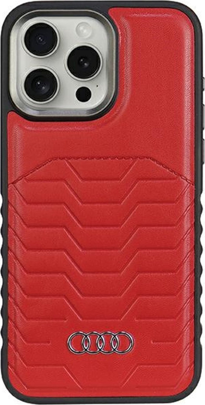 Футрола за телефон Audi Synthetic Leather MagSafe, за iPhone 14 Pro 6.1", црвена