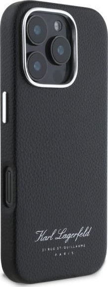 Kapak telefoni Karl Lagerfeld Grained PU Hotel RSG, për iPhone 16 Pro Max, material PU me teksturë, i zi