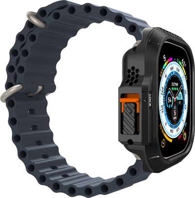 Maskë për Apple Watch Spigen Lock Fit, për Ultra 2 dhe Ultra 49mm, mbrojtje hibride, e zezë