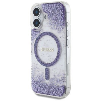 Mbrojtëse telefoni Guess Glitter Guhmp16Srgrgeu për iPhone 16, MagSafe, vjollcë