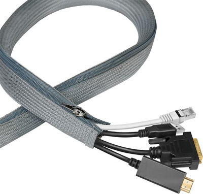 Mbledhës kabllosh LogiLink Cable Sleeve KAB0074, poliester, 1 copë, gri