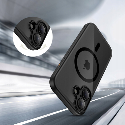 Mbrojtëse telefoni Tech-Protect MagPeak MagSafe CC, për iPhone 17, transparente me të zeza