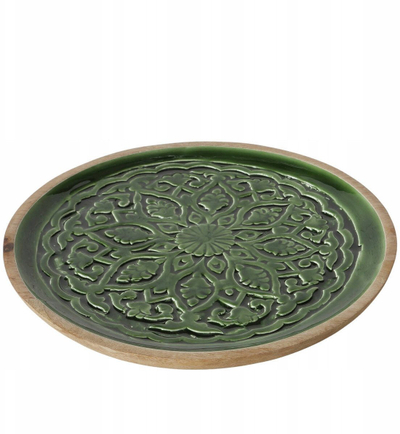 Декоративна чинија Boltze Home Grelo, 30cm, манго дрво, зелена