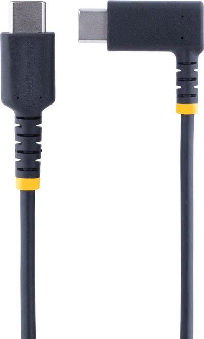 Kabllo karikimi StarTech USB-C, 15 cm, 60W PD 3A, me kënd të drejtë, e zezë