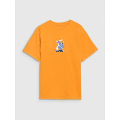 Bluzë oversize për çuna 4F, pambuk, me print, portokalli