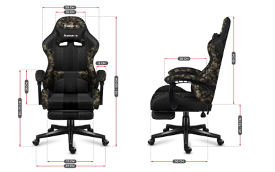Гејминг столица Huzaro Force 4.7 Camo Mesh, со потпирач за нозе, со мрежа, со камуфлажа
