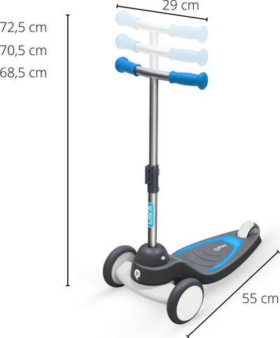 Trotinet balancues Qplay Mika, 3 rrota, me drita LED, blu