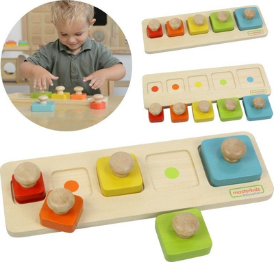 Loja druri Masterkidz Sizes and Colors, puzzle edukativ, zhvillim motorik, shumëngjyrëshe