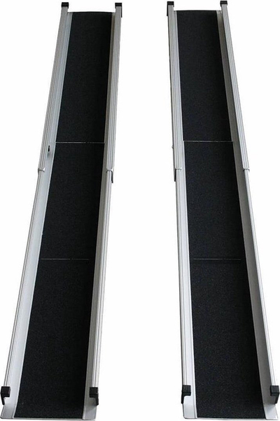 Rampë teleskopike për karrocë, 2 pjesë, 156–210 cm, 180 kg, argjendtë