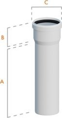 Tub shkarkimi Ricom Flue Pipe PP 60, 0.25m, plastik, i bardhë