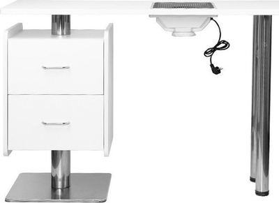 Tavolinë manikyri Cosmetic Desk 6543, me aspirator pluhuri, 2 sirtarë, e bardhë