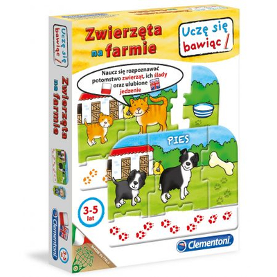 Lojë edukative Clementoni Animals On The Farm 60916, për kalamaj 3–5 vjeç, me letra puzzle, shumëngjyrëshe