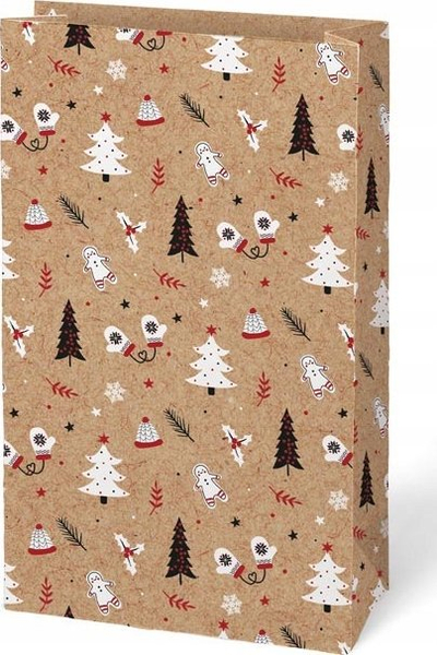 Qese dhuratash Christmas Gift Bag Eco Kraft MFP, letre, 15 x 27 x 9 cm, kraft me motive festive