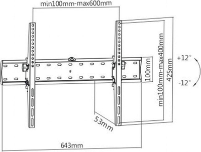 Gembird WM-70T-02 Држач за ТВ на Ѕид, 37-70 инчи, Црн