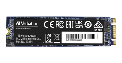 Внатрешен SSD Verbatim Vi560 S3 M.2, 1TB, SATA III, црн